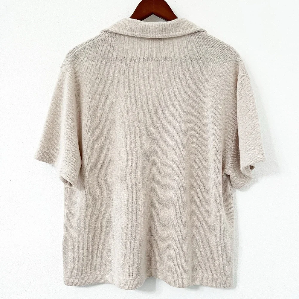 H&M Beige Textured Knit Polo Shirt Size L - Picture 2 of 6